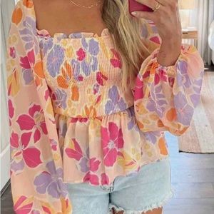 Floral Smoked Top